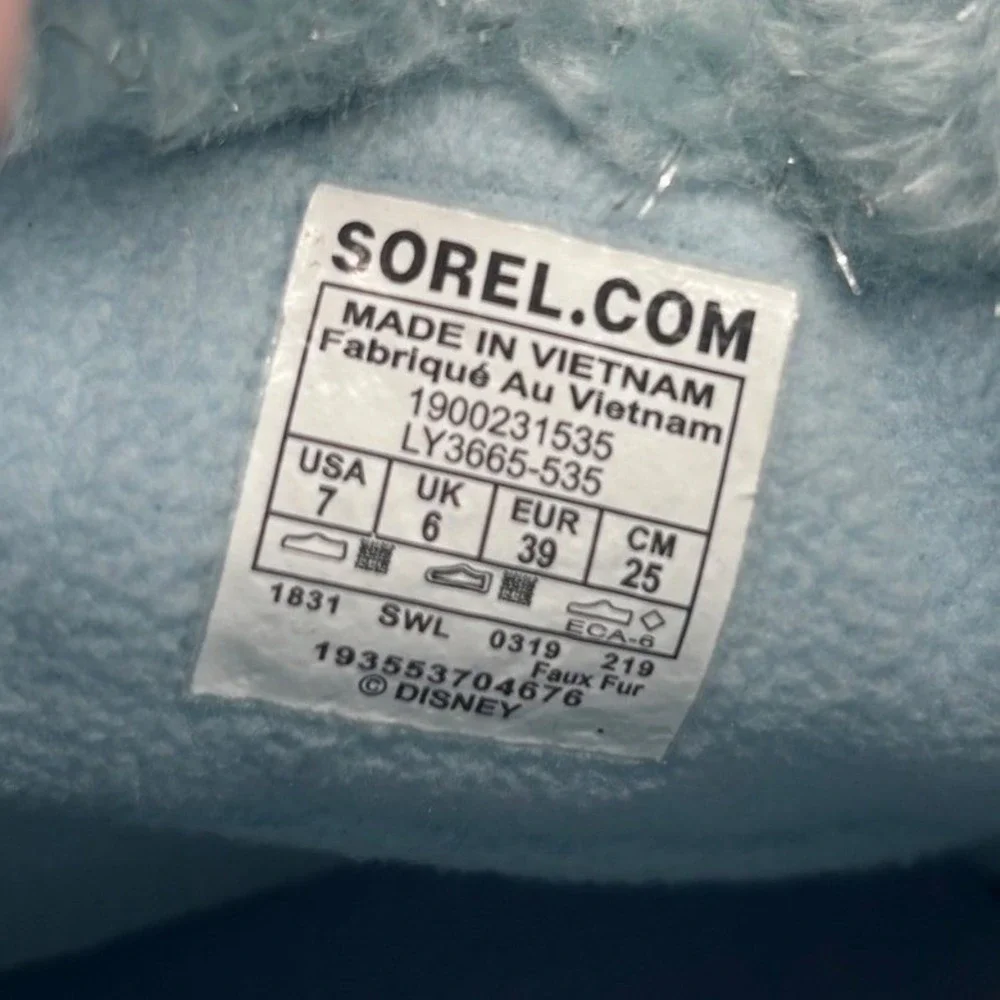 Disney X Sorel Frozen II Snow Boots Women‎ 7 Blue Waterproof Faux Fur LY3665-535